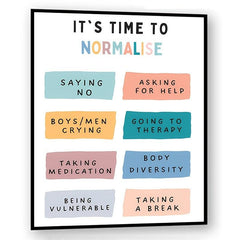 Normalize Therapy Poster for Men's Mental Health - 20x32 Inches - Unframed