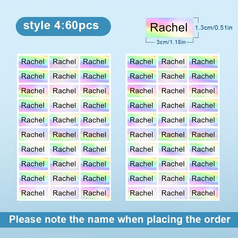 Custom Waterproof Name Stickers Transparent 60-120-360pcs