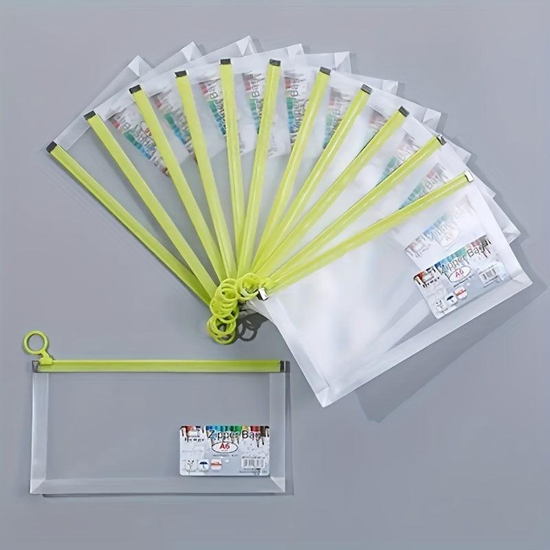 8pcs A6 Size Polyethylene Zipper Envelope File Bag, 4 Colors Combo