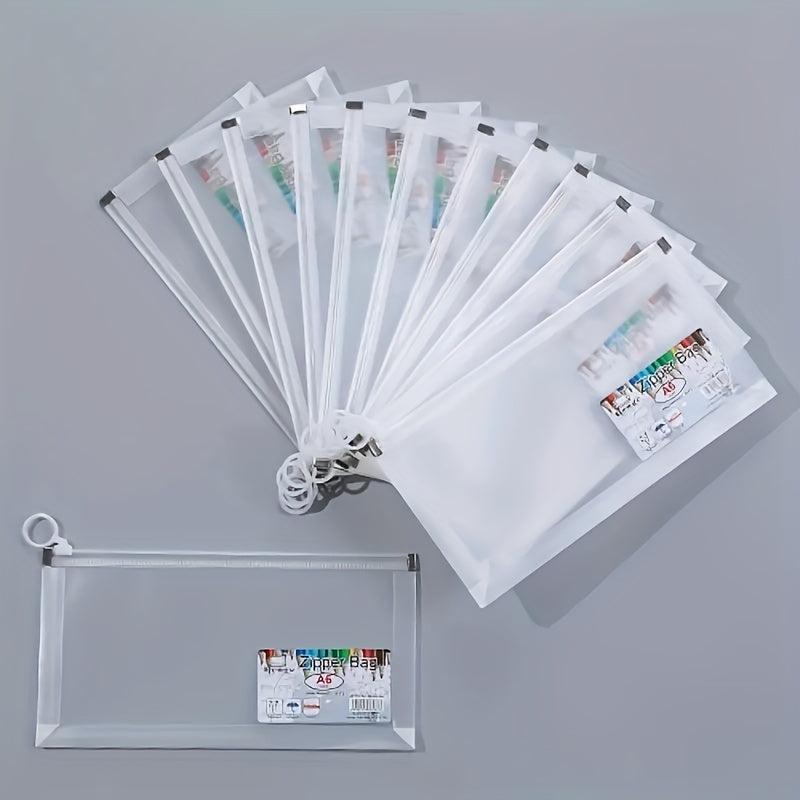 8pcs A6 Size Polyethylene Zipper Envelope File Bag, 4 Colors Combo