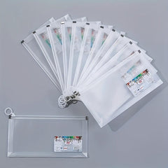 8pcs A6 Size Polyethylene Zipper Envelope File Bag, 4 Colors Combo