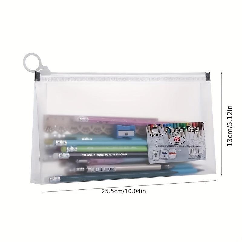 8pcs A6 Size Polyethylene Zipper Envelope File Bag, 4 Colors Combo