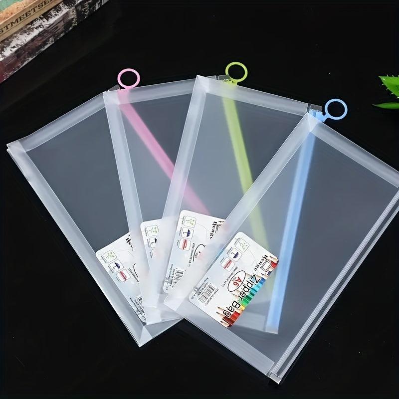 8pcs A6 Size Polyethylene Zipper Envelope File Bag, 4 Colors Combo