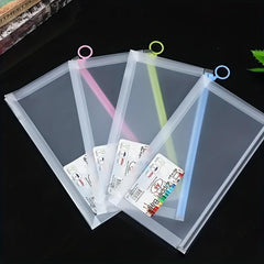 8pcs A6 Size Polyethylene Zipper Envelope File Bag, 4 Colors Combo