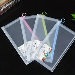8pcs A6 Size Polyethylene Zipper Envelope File Bag, 4 Colors Combo