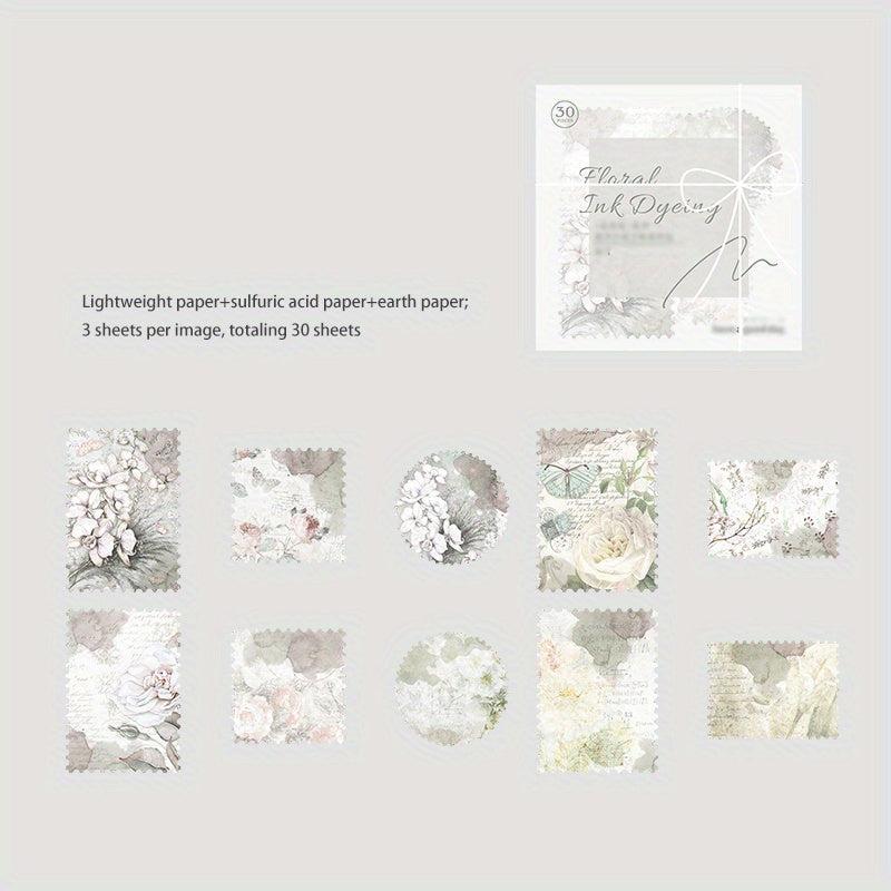 30PCS Stamp Series Collage Material Package with Hemp Rope
