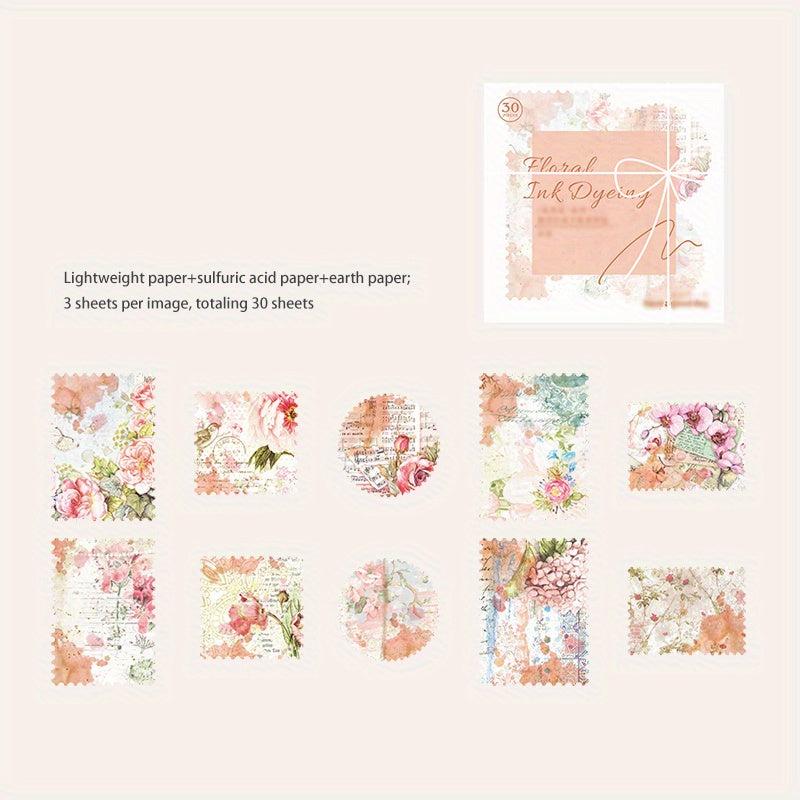 30PCS Stamp Series Collage Material Package with Hemp Rope