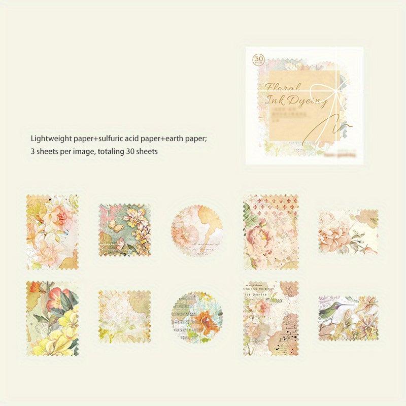 30PCS Stamp Series Collage Material Package with Hemp Rope