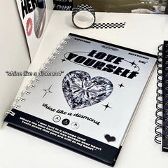 Artificial Diamond Notebook Student Coil Notepad Blank Page 50 Sheets