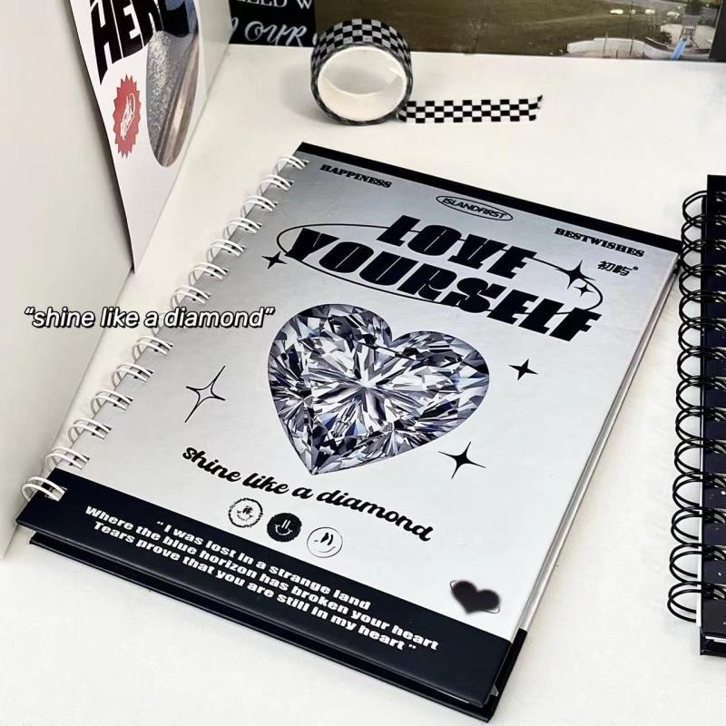 Artificial Diamond Notebook Student Coil Notepad Blank Page 50 Sheets