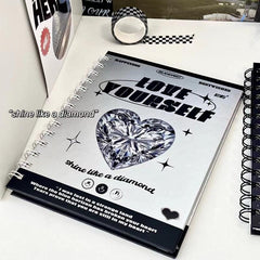 Artificial Diamond Notebook Student Coil Notepad Blank Page 50 Sheets