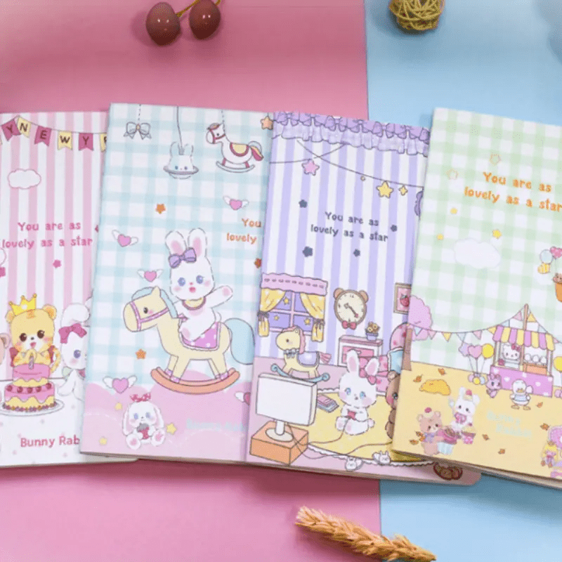 Cartoon Character A5 Car Line Notebook Set of 4 Soft Surface Writing Books