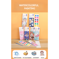 Children's Watercolor Coloring Card & Painting Book