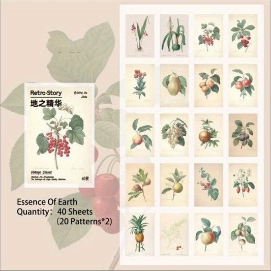40 Sheets Mini Vintage Scrapbook Paper Stationery Material for DIY Journaling