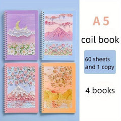 4pcs A5 Cartoon Coil Notebooks for Students & Creatives