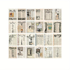 24 Sheets Vintage Diary Stickers Collage Materials Pack - 4 Styles