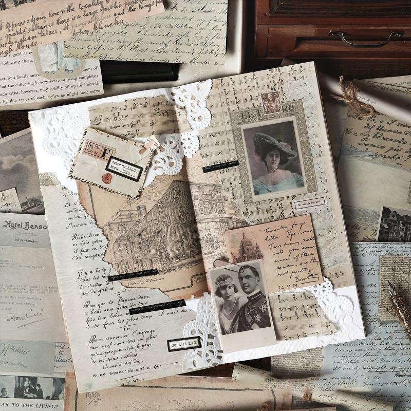 24 Sheets Vintage Diary Stickers Collage Materials Pack - 4 Styles