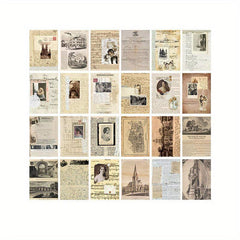 24 Sheets Vintage Diary Stickers Collage Materials Pack - 4 Styles