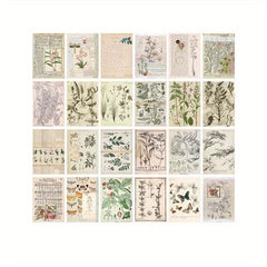 24 Sheets Vintage Diary Stickers Collage Materials Pack - 4 Styles