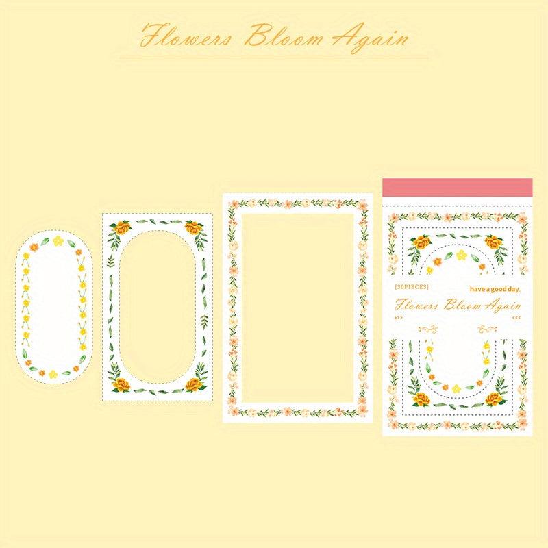 30pcs Flower Rebirth Plant Border Memo Pad DIY Decoration Material