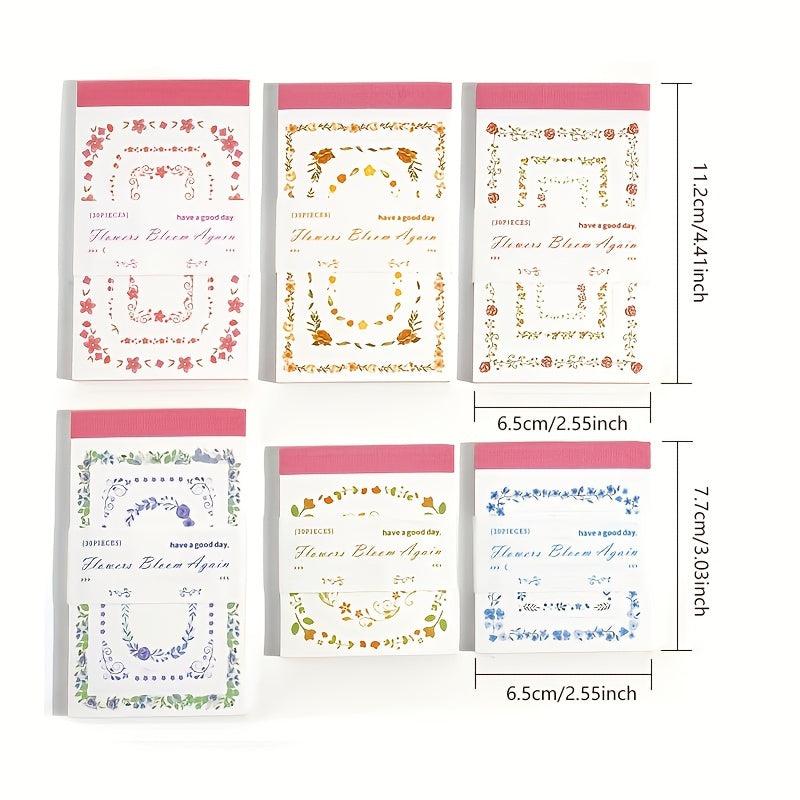 30pcs Flower Rebirth Plant Border Memo Pad DIY Decoration Material