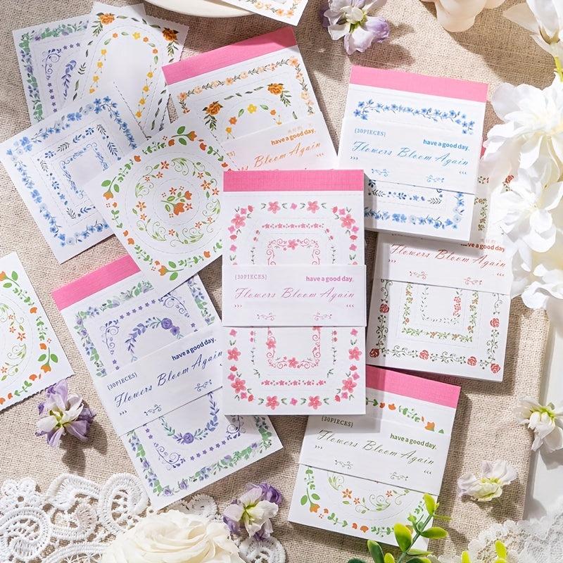 30pcs Flower Rebirth Plant Border Memo Pad DIY Decoration Material