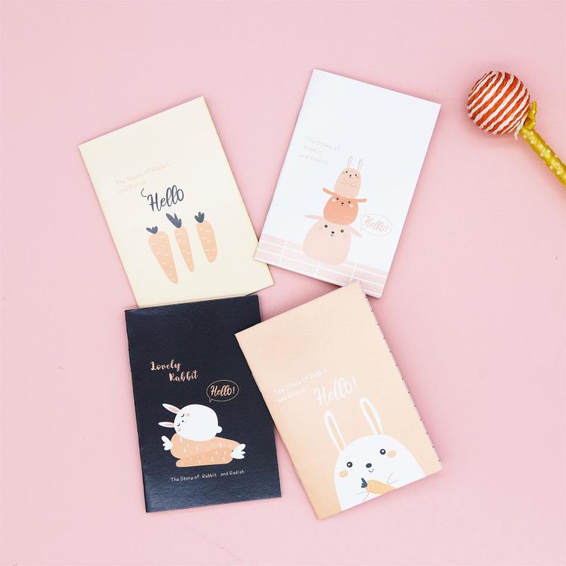 4 Pack Mini Cartoon Animal Print Notebooks, 32 Pages, Ruled Pocket Size