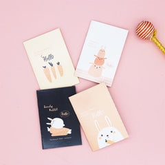 4 Pack Mini Cartoon Animal Print Notebooks, 32 Pages, Ruled Pocket Size