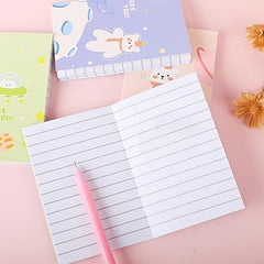4 Pack Mini Cartoon Animal Print Notebooks, 32 Pages, Ruled Pocket Size