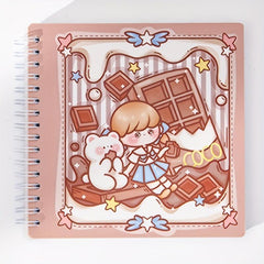 80 Sheets Cartoon Grid Inner Pages Spiral Coil Checkered Notebook