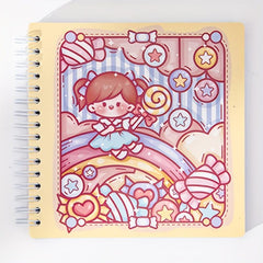 80 Sheets Cartoon Grid Inner Pages Spiral Coil Checkered Notebook