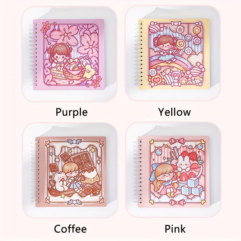 80 Sheets Cartoon Grid Inner Pages Spiral Coil Checkered Notebook