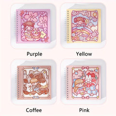 80 Sheets Cartoon Grid Inner Pages Spiral Coil Checkered Notebook