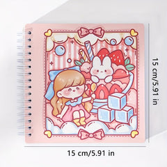 80 Sheets Cartoon Grid Inner Pages Spiral Coil Checkered Notebook