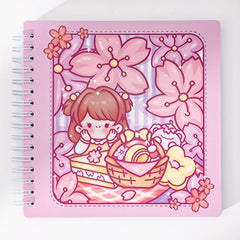 80 Sheets Cartoon Grid Inner Pages Spiral Coil Checkered Notebook
