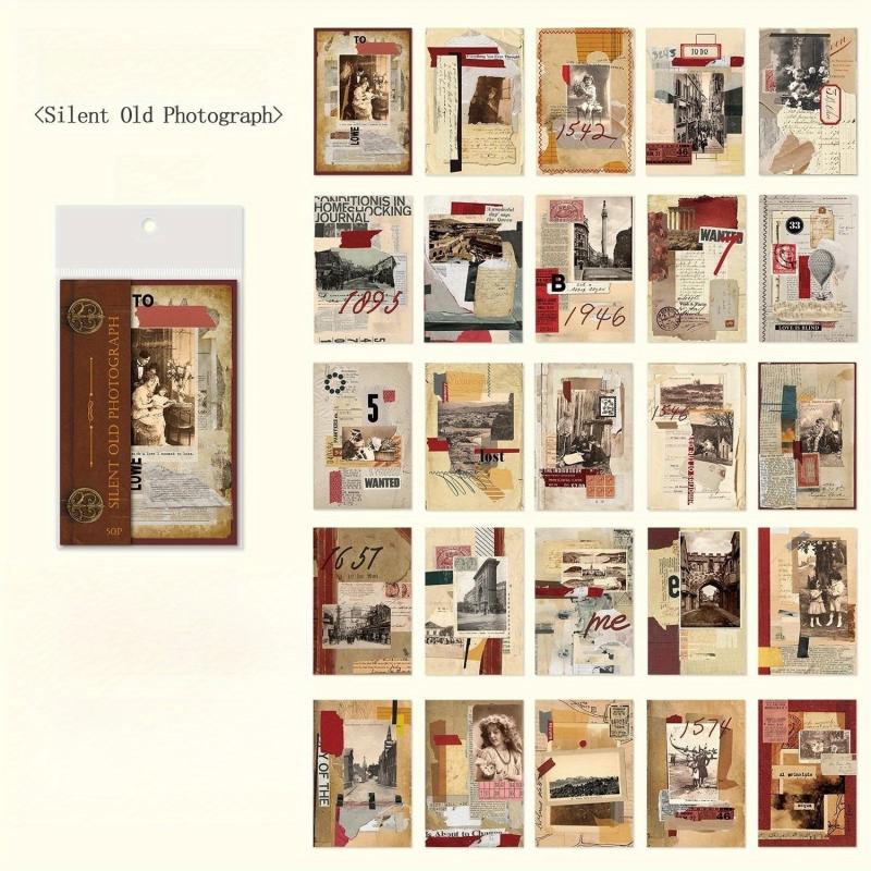 Vintage Collage Memo Pads - 50 Sheets Sticky Paper For School Supplies