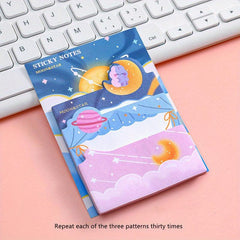 90pcs Cartoon Bear & Rabbit Sticky Notes for School & Office Supplies