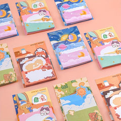 90pcs Cartoon Bear & Rabbit Sticky Notes for School & Office Supplies
