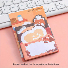 90pcs Cartoon Bear & Rabbit Sticky Notes for School & Office Supplies