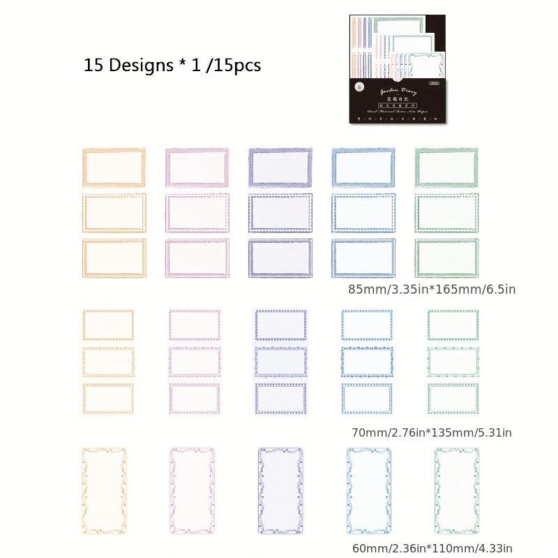 15 Sheets Retro Sticky Notes Time Messenger Series Diary Bottoming Collage