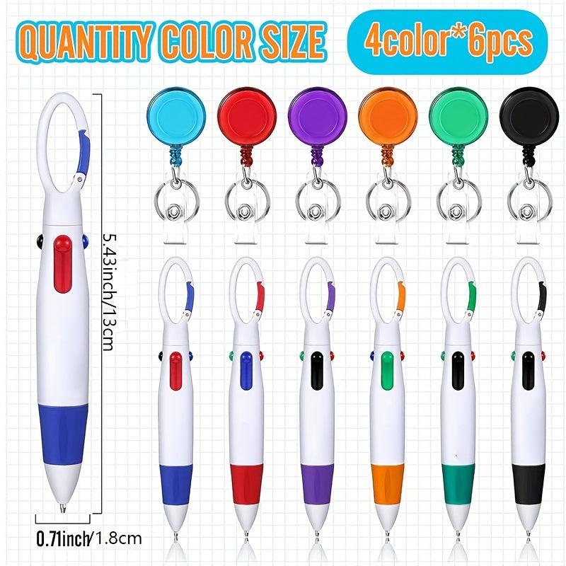 6 Pack Retractable Shuttle Pens, Great Office & School Supplies Gift