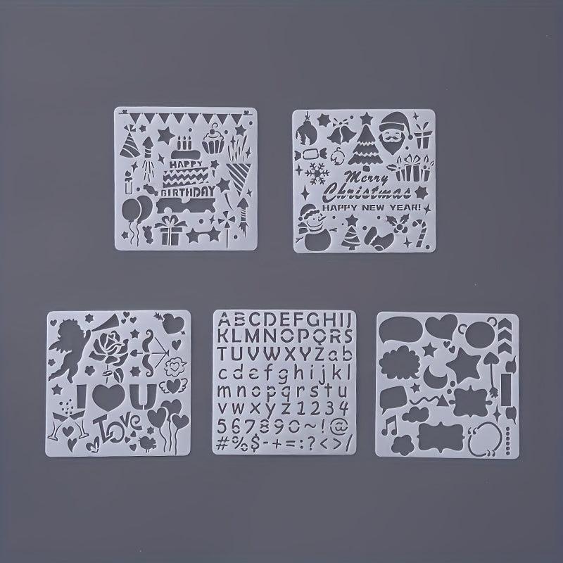 5pcs Square Lace Ruler Drawing Template for Albums & Graffiti Art
