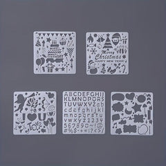 5pcs Square Lace Ruler Drawing Template for Albums & Graffiti Art