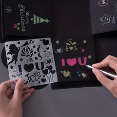 5pcs Square Lace Ruler Drawing Template for Albums & Graffiti Art