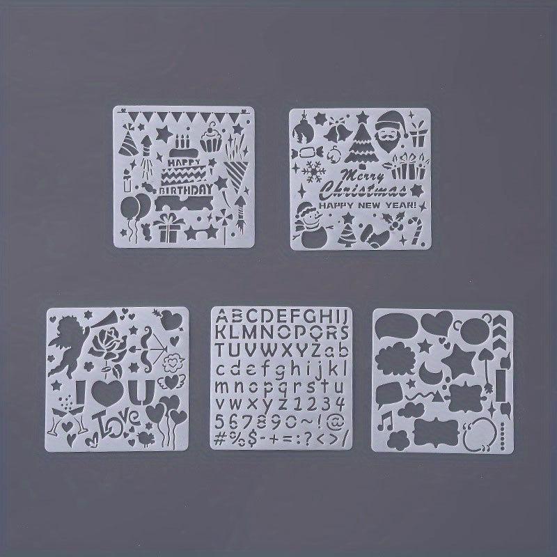 5pcs Square Lace Ruler Drawing Template for Albums & Graffiti Art