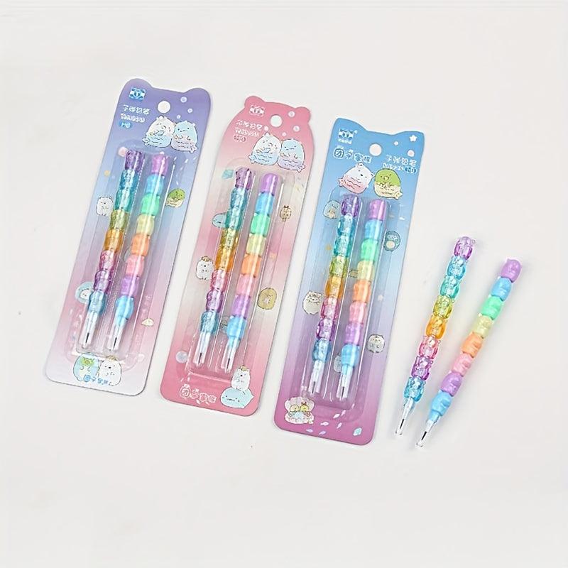 2pcs Bear Non Sharpening Mechanical Pencil Student Writing Pen