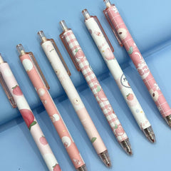 6pcs Set Retractable Gel Pens Peach Students