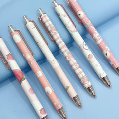6pcs Set Retractable Gel Pens Peach Students