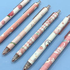 6pcs Set Retractable Gel Pens Peach Students