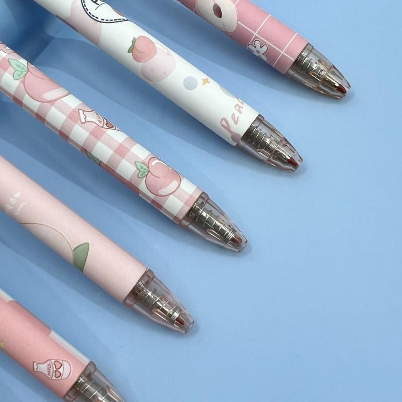 6pcs Set Retractable Gel Pens Peach Students